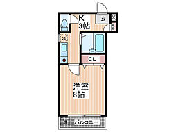 横川マンション 1Kの間取図画像