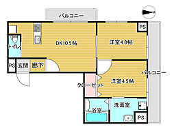 第三西林ビル 2LDKの間取図画像