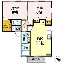 パストラル 2DKの間取図画像
