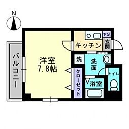 キャッスル大手町 1Kの間取図画像