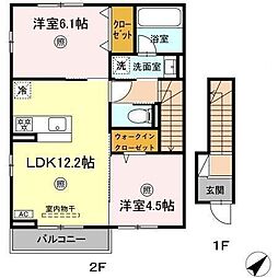 エルセージュ A棟 2LDKの間取図画像