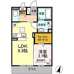 シャルマンパークサイド 1LDKの間取図画像
