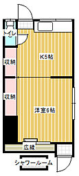 沖美荘 1Kの間取図画像
