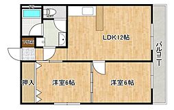 コーポ代 2LDKの間取図画像