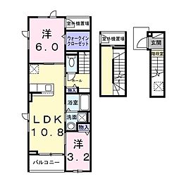 リバーサイド伴 2LDKの間取図画像