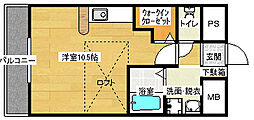 金屋町グランデ 1Kの間取図画像