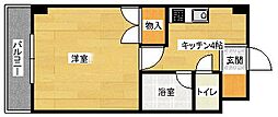 リスティア中筋 1Kの間取図画像