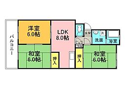 ハイネス大芝 3LDKの間取図画像