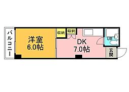 WASHU三篠北町ビル 1DKの間取図画像