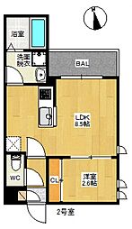 レガリストU-M.78西原 1LDKの間取図画像