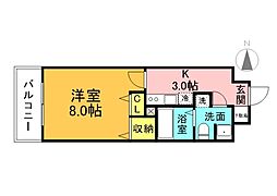 エコービル 1Kの間取図画像