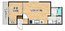 ヒルズコゴモリ 1LDKの間取図画像