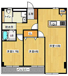 大峰ビル 2LDKの間取図画像