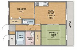 レジャンデール1 2LDKの間取図画像