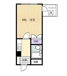 プレアール曙2 1Kの間取図画像