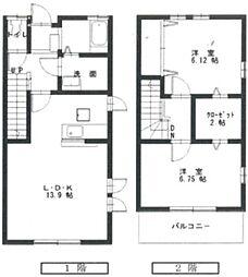 シャレーミヤモトC棟 2LDKの間取図画像