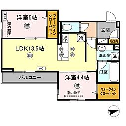 ミネット舟入南 2LDKの間取図画像