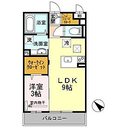 エクセル新見2 1LDKの間取図画像