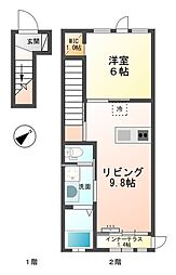 プレミール蟹原 1LDKの間取図画像