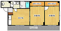 ウェルヒル住吉町 2DKの間取図画像