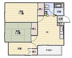 古本ビル 3DKの間取図画像