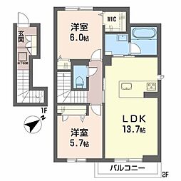 ShaMaison SAKURA A 2LDKの間取図画像