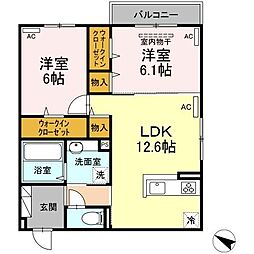 ラ・フィーグ古江東 2LDKの間取図画像
