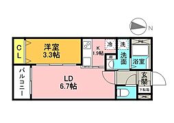 月光江波東零番館 1LDKの間取図画像