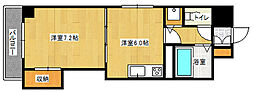 AUBE舟入本町 1DKの間取図画像