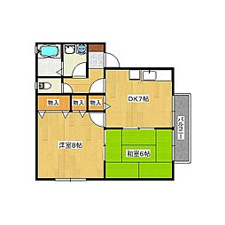 アン・リバーハイツB 2DKの間取図画像