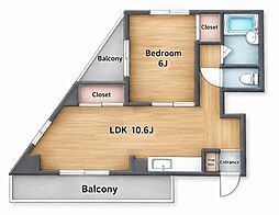 秋田マンション 1LDKの間取図画像