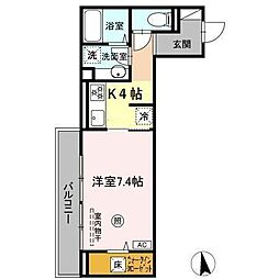 ルーチェ船越 1Kの間取図画像
