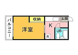 第一洋光マンション 1Kの間取図画像