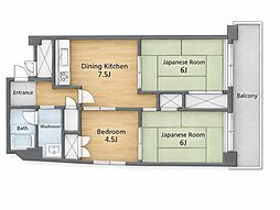 下田ハイツ 3DKの間取図画像
