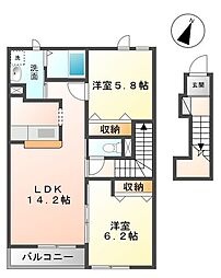 コンフォール山崎2番館 2LDKの間取図画像