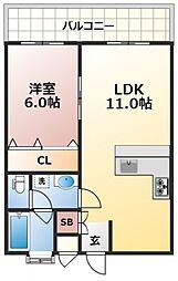西興ビル 1LDKの間取図画像
