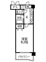 センチュリー曙2 1Kの間取図画像