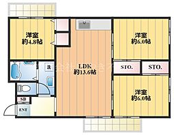 前野町ガーデンハウス 3LDKの間取図画像