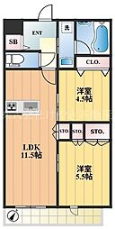 グランベルデ 2LDKの間取図画像