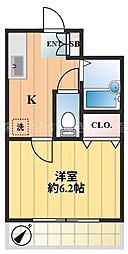 フローラルハイツ 1Kの間取図画像