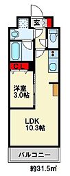 JR鹿児島本線 陣原駅 徒歩10分の賃貸マンション 10階1LDKの間取り