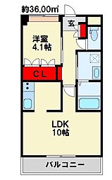 リバーステージ2 1LDKの間取図画像