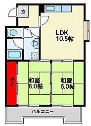 オアシス鳴水 2LDKの間取図画像