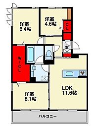 D-ROOM鷹の巣 3LDKの間取図画像