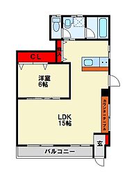 大西ビル 1LDKの間取図画像