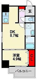 ラグーナ黒崎 1LDKの間取図画像