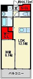 ウイングス八幡駅前 1LDKの間取図画像