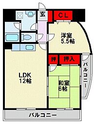ジョイフル祇園桜通り 2LDKの間取図画像