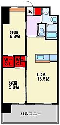 ウイングス八幡駅前 2LDKの間取図画像