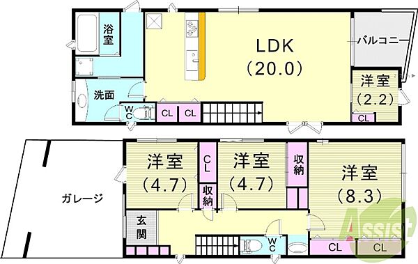 3LDK+DEN（101.25平米）駐車場・システムキッチン